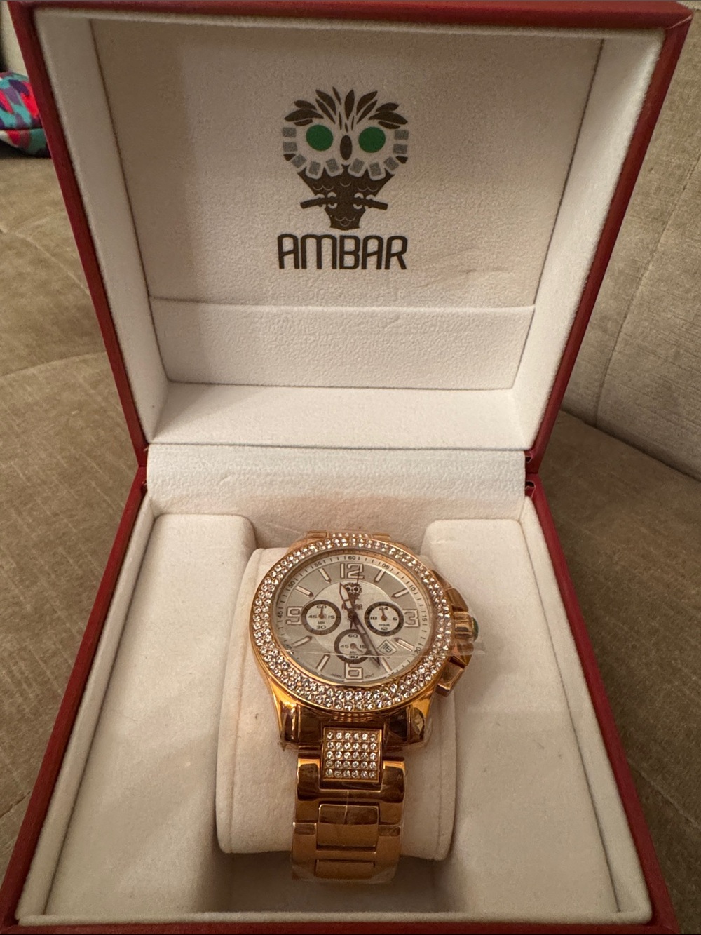 AMBAR Rose Gold Crystal Accent Women’s Watch